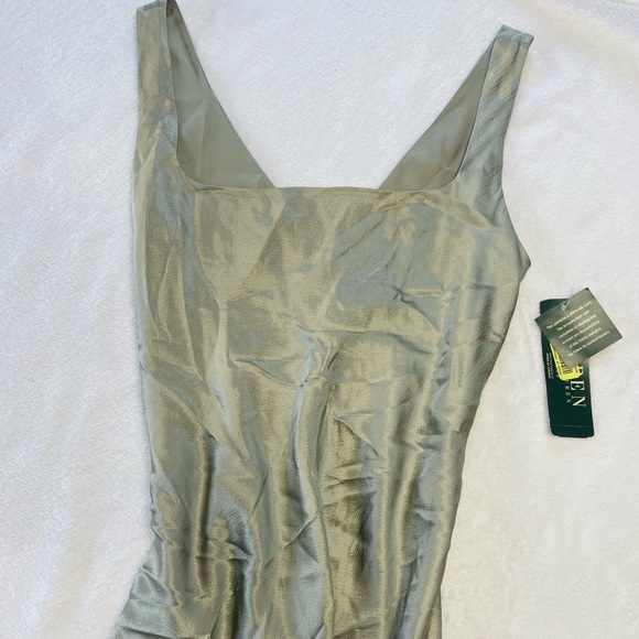 Lauren Ralph Lauren Dresses & Skirts - 100% Silk Ralph Lauren Light Silver/green toned Slip Dress with Square Neck